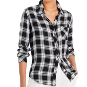 Rails Hunter Shirt Black and White Plaid Button-Up long sleeve chest pocket sz L